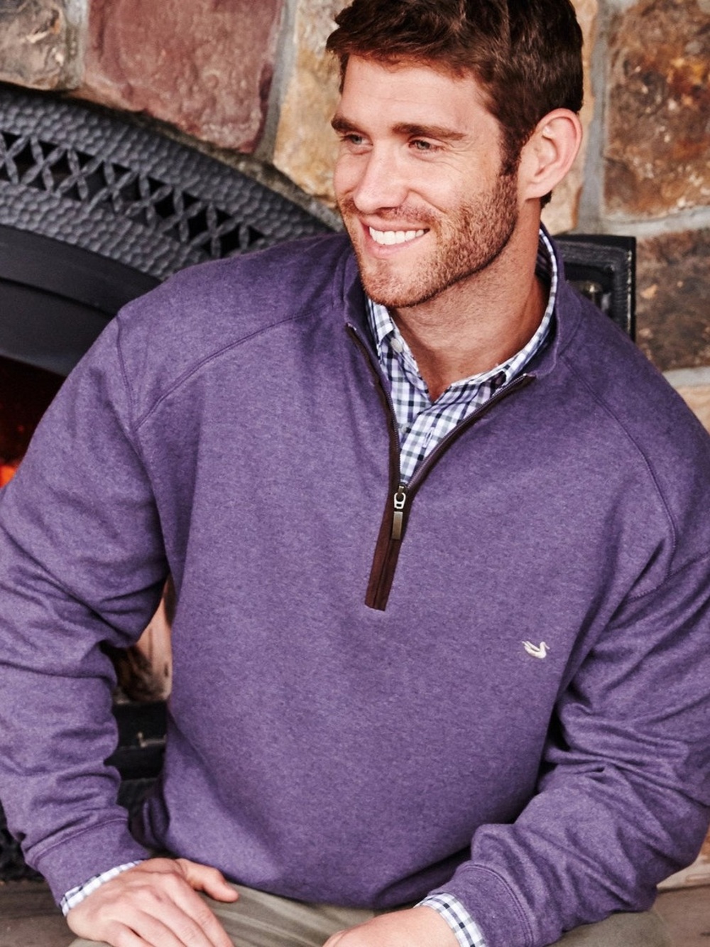 Southern Marsh Men's Heather Purple Quarter-Zip Sweater - size XL